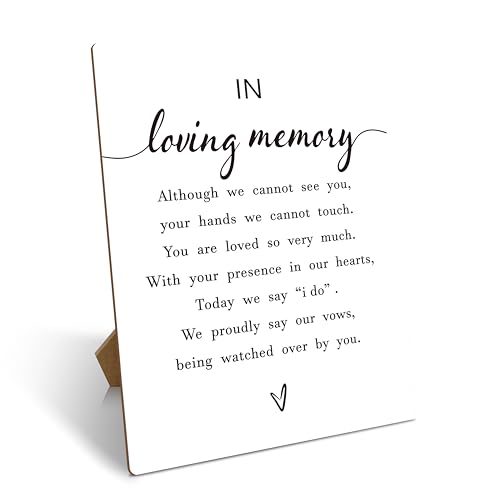 Wedding Memorial Sign, Wedding Party Supplies For Reception, In Loving Memory Wedding Sign With Stand, Vintage Wooden Tabletop Decor For Wedding, Funeral Sympathy Remembrance Gifts, 09 - color: In Loving Memory