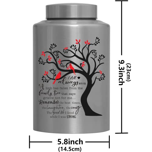 Cremation Urns for Human Ashes Adult Male Female Large Decorative Urn Cardinal Birds Urn up to 220lbs Memory Funeral Burial Urns for Human Ashes(Cardinals Red Leaves) - size: Cardinals Red Leaves