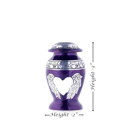 Angel Wings & Heart Cremation Urn (Red Shimmer, Large)' (Purple Glossy, Single - Miniatue) - color: Purple Glossy