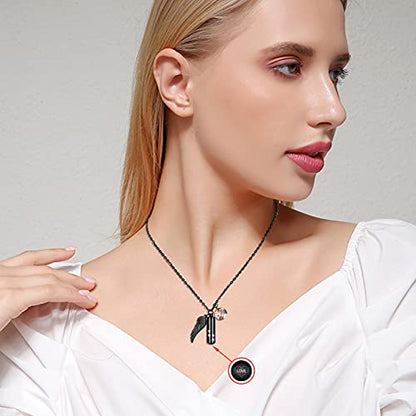 abooxiu Cylinder Cremation Necklace for Pet Ashes Urn Necklace with Angel Wing Pet Paw Ashes Necklace for Dog/Cat Pet Memorial Keepsake Jewelry… - color: Photo Engraving