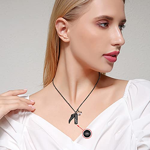 abooxiu Cylinder Cremation Necklace for Pet Ashes Urn Necklace with Angel Wing Pet Paw Ashes Necklace for Dog/Cat Pet Memorial Keepsake Jewelry… - color: Photo Engraving