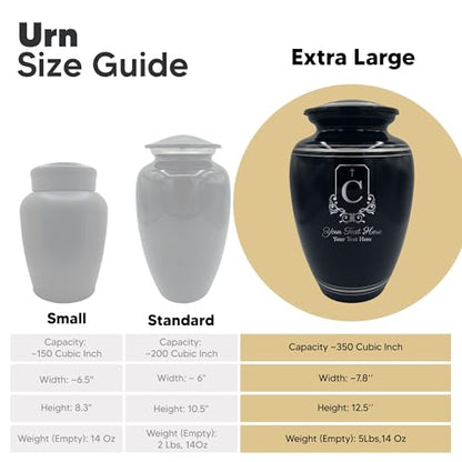 Custom Extra Large Human Cremation Urn Traditional Style Metal Urn For Ashes and Remains- Headstone Shape 3 - Polished Silver Rim - color: Headstone Shape 3, size: Polished Silver Rim