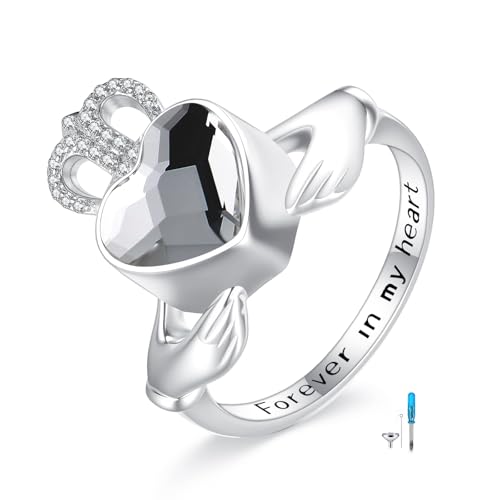 Urn Ring for Ashes Sterling Silver Urn Ring Keepsake Memorial Jewelry Gifts for Women - color: claddagh