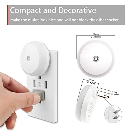 Blue LED Night Light, Plug in, Dusk to Dawn Smart Sensor, Small Round Nightlight, Energy Saving, Night light Plug into Wall for Bathroom, Kitchen, Bedroom, Hallway, Stairway, Travel, 2 Pack - color: Blue