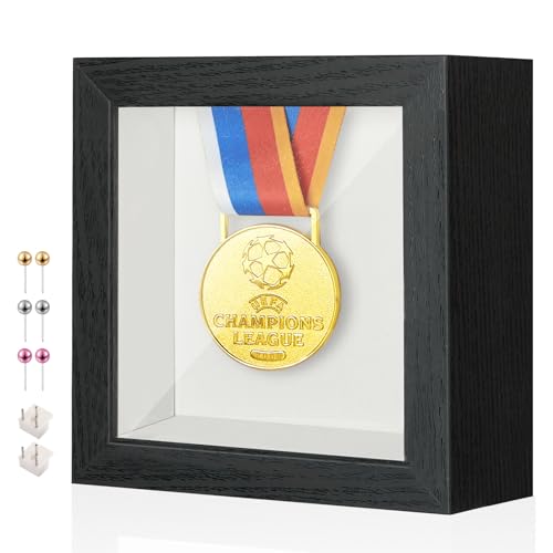 5x5 Smal Shadow Box Frame with Thickened Acrylic Panel & Pins - color: Black+foam Back+foam Packaging, size: 5x5