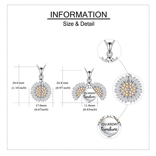 Heart/Cross/Infinity Moonstone Urn Necklace for ashes for Women Sterling Silver Dainty Cremation Jewelry Trendy Ashes Keepsake Memorial Gift for Mother/Grandma/Sister/Husband - style: Sunflower