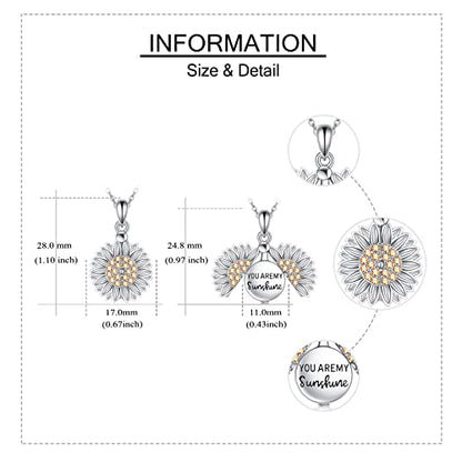 Heart/Cross/Infinity Moonstone Urn Necklace for ashes for Women Sterling Silver Dainty Cremation Jewelry Trendy Ashes Keepsake Memorial Gift for Mother/Grandma/Sister/Husband - style: Sunflower