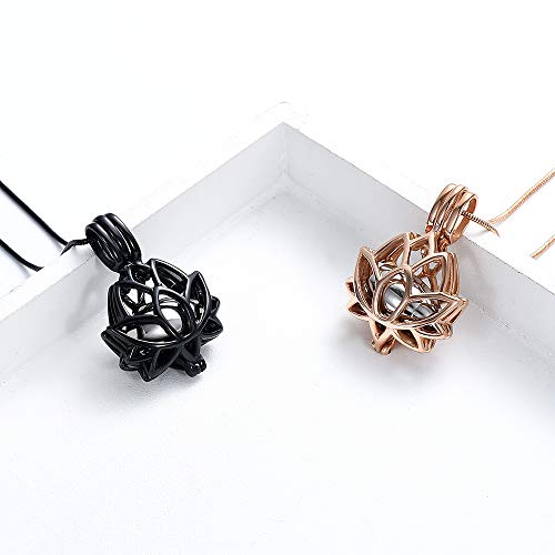 Cremation Jewelry Urn Necklace for Ashes with Hollow Mini Ball Keepsake Urn Pendant Memorial Jewelry for Ashes - color: Rose