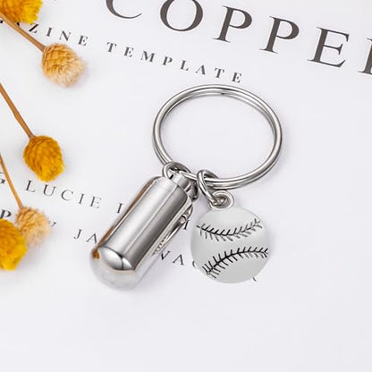 Gredstar Cremation Urn Keychain for Ashes, Cylinder Memorial Keepsake - color: Baseball