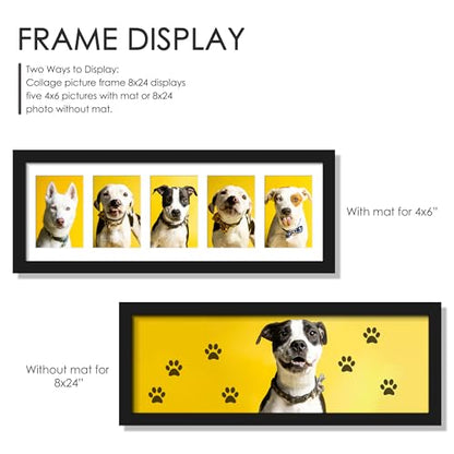 DUENPY 8x24 Collage Frame For 5 4x6 Photos Black - color: Black, size: 8x24（4x6 opening）