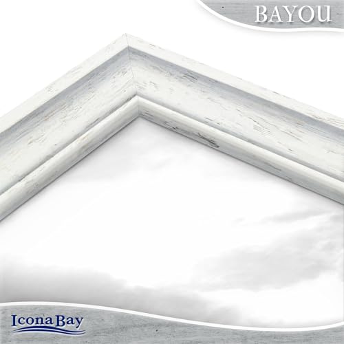 Icona Bay 5x7 Cloudy White Picture Frame - Cape Cod Style 5 x 7 Photo Frame - Table Top or Wall Mount - Bayou Collection - size: 5x7