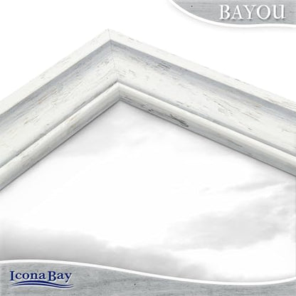 Icona Bay 5x7 Cloudy White Picture Frame - Cape Cod Style 5 x 7 Photo Frame - Table Top or Wall Mount - Bayou Collection - size: 5x7