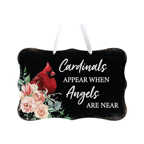 LifeSong Milestones Memorial Wall Hanging Signs Bereavement Keepsake Condolence Funeral Gift For Loss of Loved One 8x12 (Cardinals Appear When Angels (Black)) - color: Cardinals Appear When Angels (Black)