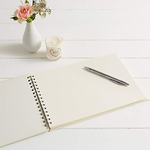 ANGEL & DOVE Large Ivory Funeral Guest Book 12" x 8" - for Funeral, Condolence, Memorial, Celebration of Life