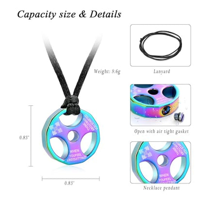 XSMZB Fitness Dumbbell Cremation Jewelry for Human Pet Stainless Steel Weight Plate Urn Necklace for Ashes Keepsake Pendant Urn Jewelry - color: Colorful