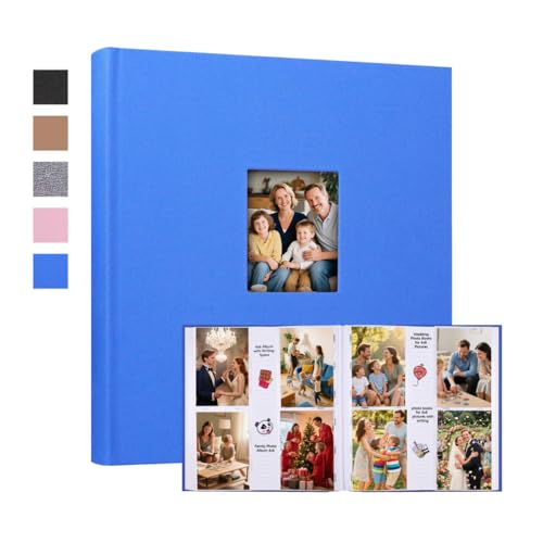 Photo Album 4x6 Vertical 600 Photos with Writing Space, Blue - color: Blue