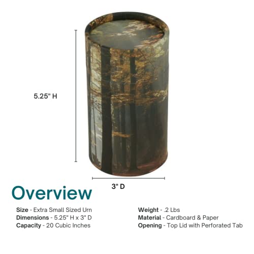 Autumn Woods Scattering Tube - Extra Small, Biodegradable Cremation Urn for Ashes, Extra Small Sized Cremation Urn, 5.25 Inches High - color: Autumn Woods