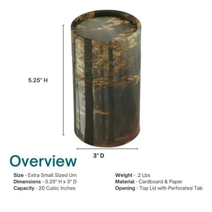 Autumn Woods Scattering Tube - Extra Small, Biodegradable Cremation Urn for Ashes, Extra Small Sized Cremation Urn, 5.25 Inches High - color: Autumn Woods