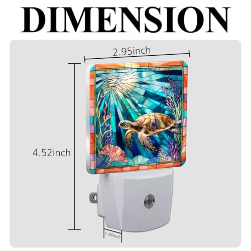 Sea Turtle Stained Glass Night Lights Plug into Wall for Room, Sea Turtle Night Light LED for Bedroom - color: Sea Turtle