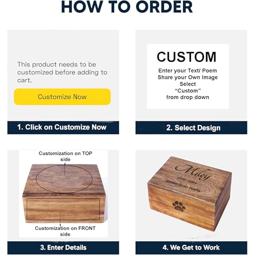 Handcrafted Paw Print Wooden Cremation Urn for Human & Pet Ashes, Memorial Wood Funeral Urn Box for Dogs, Cats & Adults, Male & Female, Burial Keepsake, Custom Sizes Small to XL (40–250 lbs Capacity)