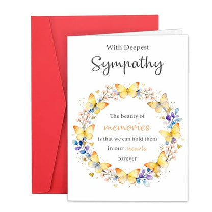 Sympathy Cards with Envelopes, Condolence Card, Heartfelt Condolence Greeting Card for Loss, Thinking of You Sympathy Cards Gifts for Loss of Loved One, Elegant Sorry for Your LossCard 8 x 5.3 Inch