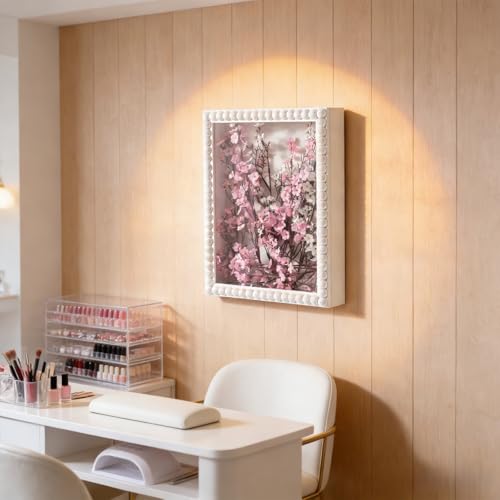 Muzilife 11x14 Shadow Box Pine Wood with Unique Bead Door, 3.18 Deep, White - color: White-bead Shape, size: 11"x14"