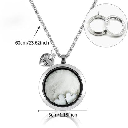 Cat Fur Keepsake Necklace, Transparent Glass Memorial Pendant for Fur Hair Ashes, Pet Urn Necklace with Paw Charm, Pet Loss Jewelry Gift (Glass Circle - Cat) - color: Cat Memorial Locket
