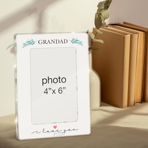 Grandad Gifts Picture Frame, Grandfather Gift From Granddaughter Grandson Kids, I Love You Gifts for Grandpa Pops Grandad Acrylic Picture Frames 4 x 6 Inch Photo - color: F-Grandad
