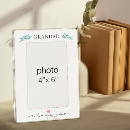 Grandad Gifts Picture Frame, Grandfather Gift From Granddaughter Grandson Kids, I Love You Gifts for Grandpa Pops Grandad Acrylic Picture Frames 4 x 6 Inch Photo - color: F-Grandad