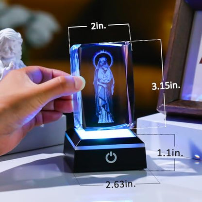 Movdyka Virgin Mary Statue Night Light Religious Gifts for Women Catholic | 3D Laser Engraved Blessed Mother Statues Crystal Cube Virgin Mary Night Light Gifts for Women & Men Mothers Day Christmas - color: Virgin mary&Jesus
