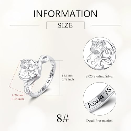 Urn Ring for Ashes Sterling Silver Urn Ring Keepsake Memorial Jewelry Gifts for Women - color: rose heart