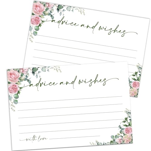 Advice and Wishes Cards – 50 Pcs Floral Perfect for the Bride and Groom, Baby Shower, Bridal Shower, Wedding Shower, Graduation Party, Retirement Party, Anniversary -A07 - color: Floral, size: Standard Cards