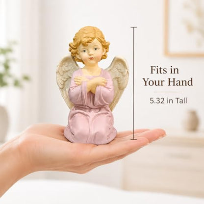 5.32 Inch Praying Angel Figurine, Resin Guardian Statue | Painted Keepsake For Mom, Daughter, Sister, Friend, Prayer Corners, Shelves, Desks, Nightstands And Sympathy Gifts - size: 5.32"H