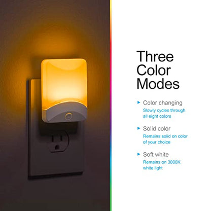 GE Plug in Color Changing Night Light with Dusk to Dawn Sensor, 2 Pack - size: 2 Pack
