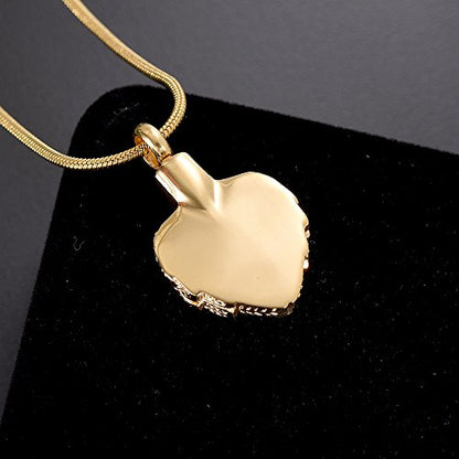 memorial jewelry Gold Angel Wings Glass Heart Urn Pet/Human Cremation Pendant Necklace Jewelry for Ashes - color: Gold-Your Wings