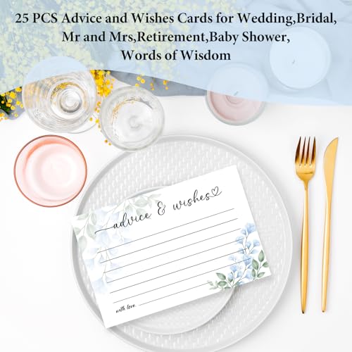 Blue Flowers Advice and Wishes Cards for the New Mr and Mrs Wedding