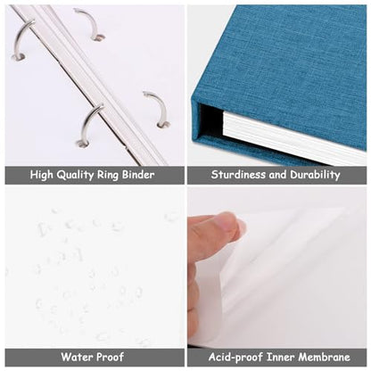 Zesthouse Large 18In Photo Album Self Adhesive 60 Pages, 3-Ring Scrapbook Albums Holds 8x10 5x7 4x6 Photos, DIY Magnetic Picture Book with Writing Space, Gift for Family Wedding Baby - color: Black Blue, size: 13.2"x12.8"/White 60 Pages
