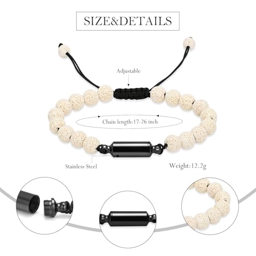 Tiger Eye/Lava Stone Urn Bracelet for Ashes Cremation Jewelry Adjustable Beaded Ashes Bracelet Keepsake Memorial Jewelry - color: Customize