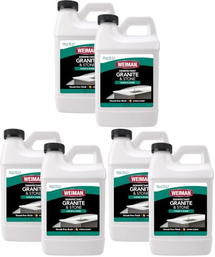 Weiman Disinfecting Granite and Stone Countertop Cleaner and Polish - Safely Cleans & Shines Marble, Quartz Quartzite Slate, Limestone, Corian, Laminate Tile, 64 Oz, 6 Pack - size: 64 Fl Oz (Pack of 6)