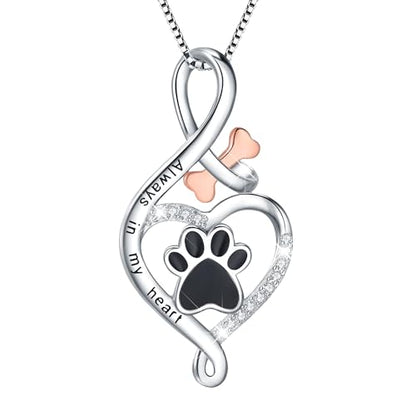 Sterling Silver Cat Necklace Jewelry Memorial Gifts for Cat Lovers | Cat Pendant Necklace ，Cute Dainty Animal Remembrance Jewelry Birthday Gifts for Cat Mom Her Women - style: Paw Print Necklace