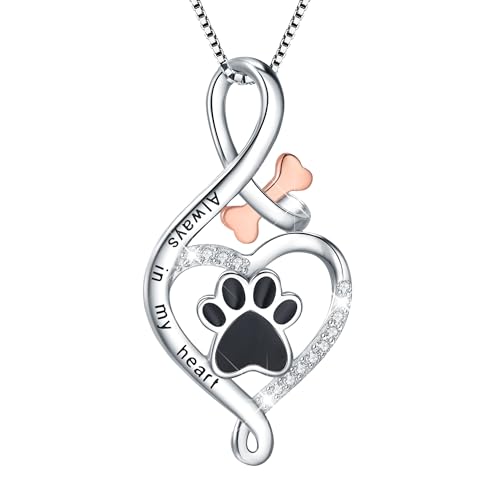 Sterling Silver Cat Necklace Jewelry Memorial Gifts for Cat Lovers | Cat Pendant Necklace ，Cute Dainty Animal Remembrance Jewelry Birthday Gifts for Cat Mom Her Women - style: Paw Print Necklace