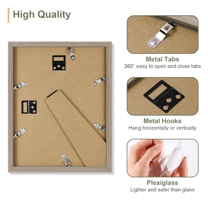 Vittanly 8.5x11 Collage Picture Frame, Displays 2Pcs 5x7 Photos - color: Light Taupe, size: 8.5x11