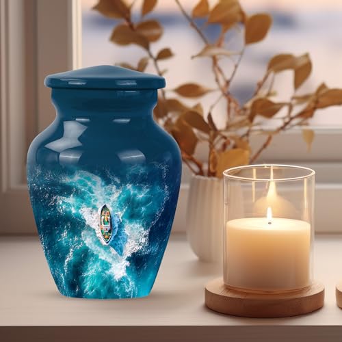 Sailing Ship Keepsake Urn 3 Inch - color: Ship Blue Urn-4, size: 3 Inch