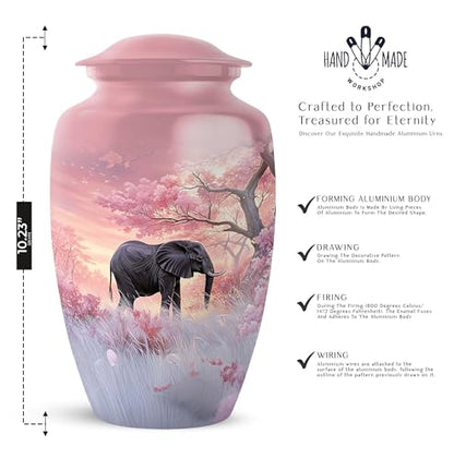 Elephant Cremation Urn for Human Ashes Set Large and Small 10 3 Inch - color: Elephant-5, size: combo-1
