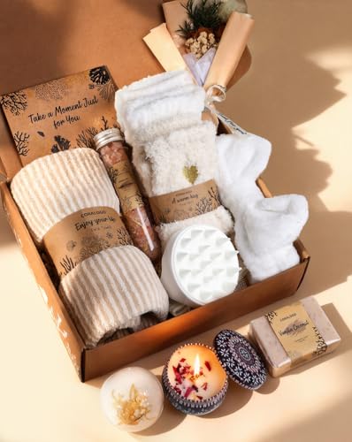 11pcs Natural Pampering Spa Gift Baskets for Women, Coconut | Ready-to-gift, Refreshing scent, Aromatherapy, for Birthday, for Mother's Day, for Christmas, for Any Occasion - color: Coconut
