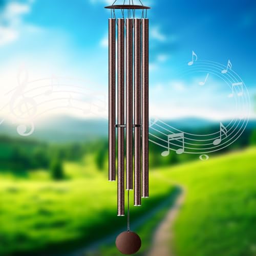 68” Large Wind Chimes for Outside Deep Tone, Bronze WindChimes for Women Mom Grandma, Memorial Sympathy Wind Chime for Loss of Loved One - size: Bronze-68 Inch-5 Tubes
