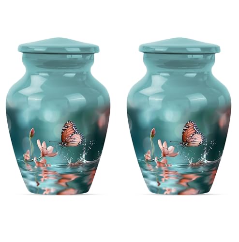 Butterfly Keepsake Urn - Small Funeral Urns - Adult Cremation Urns - Urns for Human Ashes Adult Female Mom - Cremation Memorial - Ash Holders for Human Ashes (3 INCH Pack of 2) - size: #3 (Set of 2)