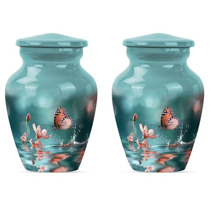 Butterfly Keepsake Urn - Small Funeral Urns - Adult Cremation Urns - Urns for Human Ashes Adult Female Mom - Cremation Memorial - Ash Holders for Human Ashes (3 INCH Pack of 2) - size: #3 (Set of 2)