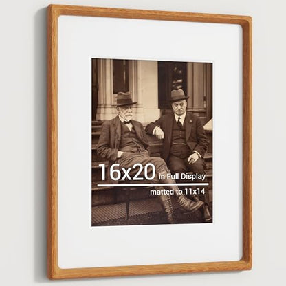 Heimlove 16x20 Picture Frames Natural Teak,Original Wood Hand Make Crafted Poster Frame with Mat to 11x14 Graduation Picture Display,Family Picture,Wedding Picture,Photo,Document Wall Mounted - color: Natural Teak, size: 16"x20"|mat to 11"x14"