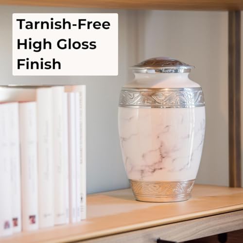 GR8 Keepsakes White Marble-Finish Cremation Urn for Human Ashes Adult - color: White